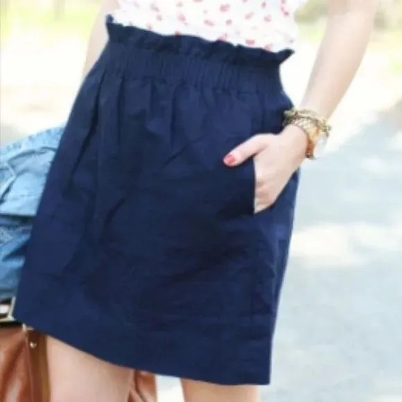 J. Crew Factory Dresses & Skirts - J.Crew Factory Linen-Cotton Navy Sidewalk Mini Skirt